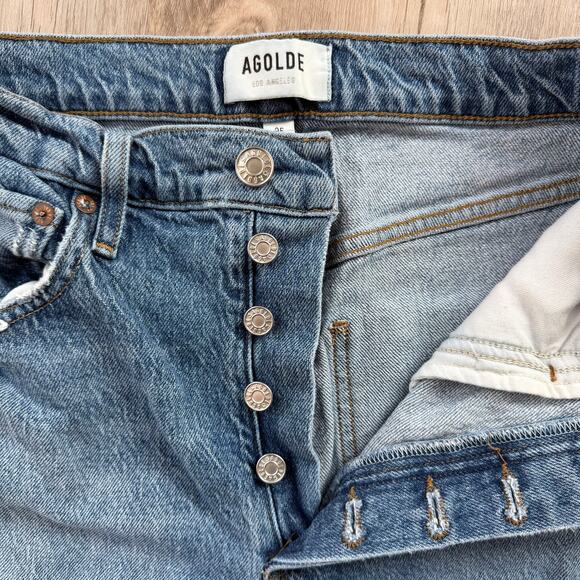 Agolde Jeans Womens 25 Blue Riley Straight Crop High Rise Light Wash Button Fly - Picture 9 of 10
